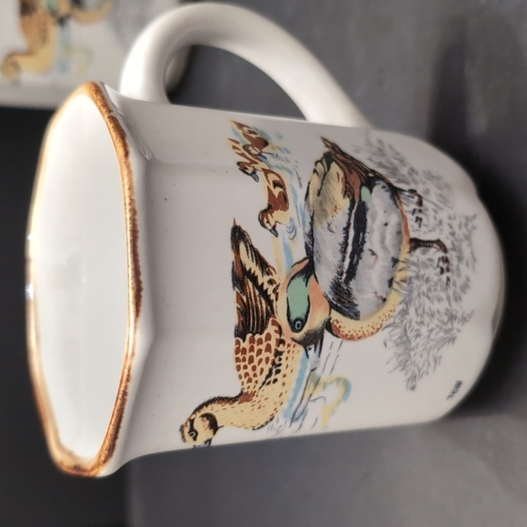 VGT, Stoneware Northkraft Korea Set Of 6 Coffee Cups with Swimming Ducks. - Picture 5 of 14
